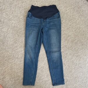 Maternity Blue Skinny Jeans Pants Basic Neutral Pregnancy Full Belly Size 6